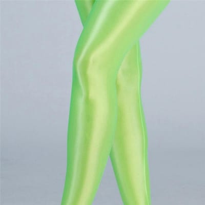 Pantalons Crayon Satinés Sexy Brillant Huilé Élastiques Creux Serrés Transparent Leggings Danse Couleur Bonbon Leotard XXL beige