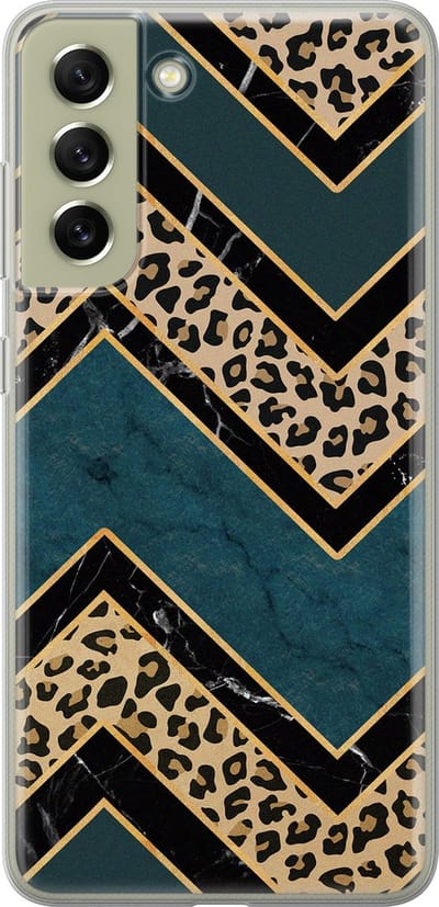 Leuke Telefoonhoesjes - Hoesje geschikt voor Samsung Galaxy S21 FE - Luipaard zigzag - Soft case - TPU - Luipaardprint - Multi