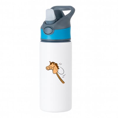 Hacebo® - Hobbypaard waterfles met rietje blauw - Paarden - Paarden liefhebbers - Dieren - manage - Hobbyhorse - Paardenstok - water fles - 650ML