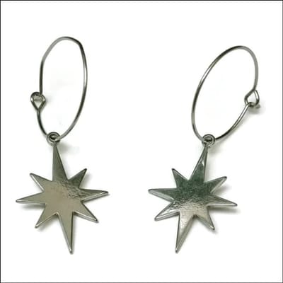Aramat Jewels | Oorringen | Stijlvolle Rvs Oorringen setje | Zilverkleurig / Grote Ster | |3mm | Staal | Volwassenen, Kinderen | Verkleurd niet