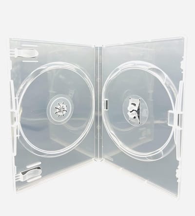 Dailygoods- CD/DVD Case - Dubbele Disc Houder - 14mm Rug - Transparante Beugel - Kunststof - Ideaal voor Muziek/Films