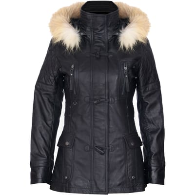 Dames gewatteerde leren parka met capuchon-Northampton
