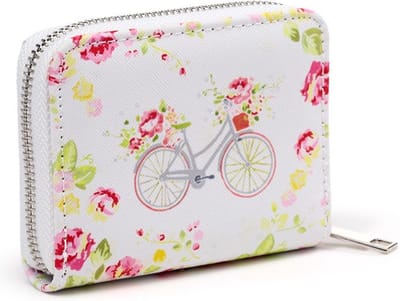 Portemonnee - Botanical Roze Fiets - Julie Dodsworth - Rondrits - 8.5x11.5x2.5cm