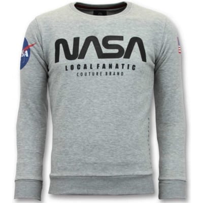 Exclusieve Sweater Heren - Nasa American Flag - Grijs