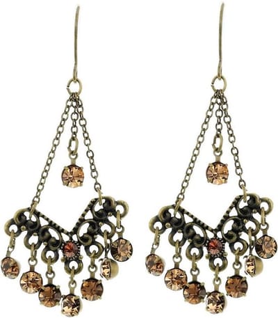 Behave - Oorhangers dames - Bruine stenen retro - Klassieke avondstijl