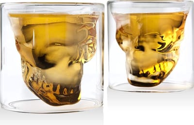 Whiskey Glazen Skull Set 2 Stuks - Schedel Whiskeyglas 100 ml - Uniek Design Borrelglazen - Cadeau Voor Mannen - Shotglazen Voor Whisky En Likeur
