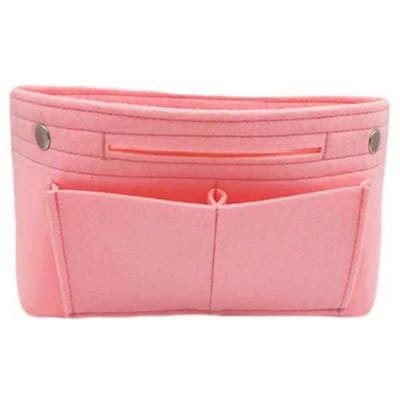 Vrouwen Draagbare Effen Kleur Vilt Multi Zakken Cosmetische Handtas Opbergorganisator Meisjes Make-up Tassen 17*18*7cm roze