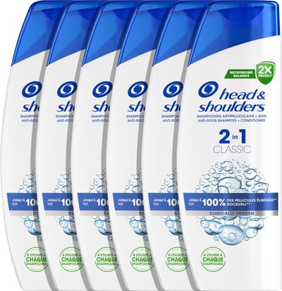Head & Shoulders Classic 2-in-1 - Anti-Roos Shampoo - Fris en schoon haar - Voordeelverpakking 6 x 300 ml