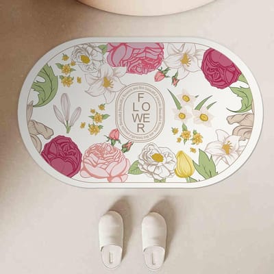 Tuinbloemen Zachte Diatomeeënaarde Mat Huishoudelijk Toilet Toilet Absorberende Mat Badkamer Antislip Voetmat 40*60cm