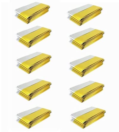 Set van 10 Nooddekens voor Hikers - Thermische Overlevingsdeken 210x160cm - Bescherming tegen Koude, Regen en Wind