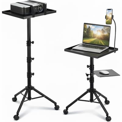 SVN® 4-in-1 Beamer Statief - Projector Statief Met Wieltjes – Beamer Statief Met Laptop Verdieping – Zwart - 45cm x 31cm x 11cm