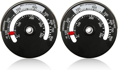 Set van 2 Magnetische Houtkachelthermometers – Thermometer voor Houtkachel en Barbecue – Temperatuurindicator voor Schoorsteenpijp – Geschikt voor Houtovens – Zwart