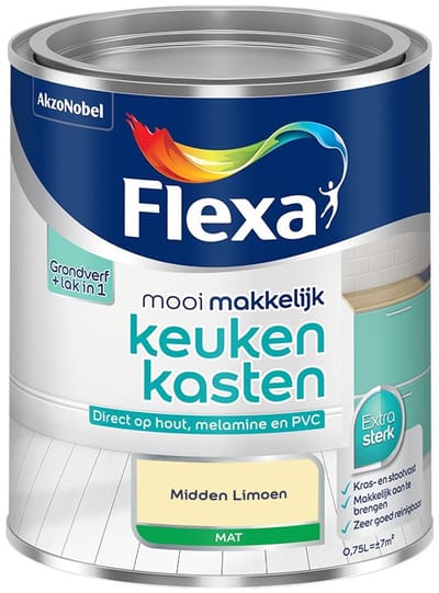 Flexa - Mooi Makkelijk Keukenkasten Mat - Midden Limoen - Mengverf - 750 Ml
