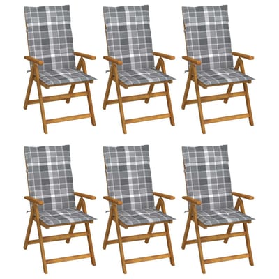 vidaXL - Inklapbare - stoelen - 6 - st - met - kussens - massief - acaciahout
