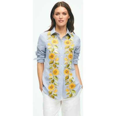 Brooks Brothers Cotton Emrdrd Long Sleeve White Size: 8 | Long-Sleeved Tops Outlet | Dames | Blauw