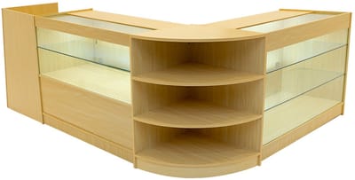 Theia led-winkeltoonbankset - esdoorn - 120 & 60 cm - met led & sloten