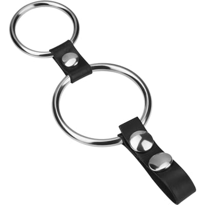 Rimba - Metalen Cockringen Combinatie met Leren Ballenspreider - Ø 35 en 50 mm