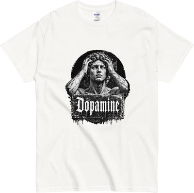 Heren en Dames Tshirt - Dopamine - Grappige Grunge Design - Wit - S