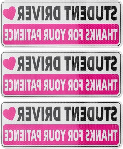 Reflecterende veiligheid magneten voor studentenrijders - 3 stuks, universele bumperstickers, waarschuwing voor andere weggebruikers, geduldige chauffeurs