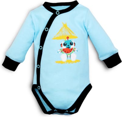 Nini- Turquoise omslag romper met lange mouwen - SUMMER ROBOTS - biologisch katoen 56