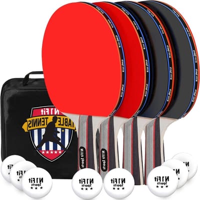 Tafeltennis Set - Ping Pong Rackets - Indoor Outdoor Spel - 4 Paddels 8 Ballen - 5mm Spons