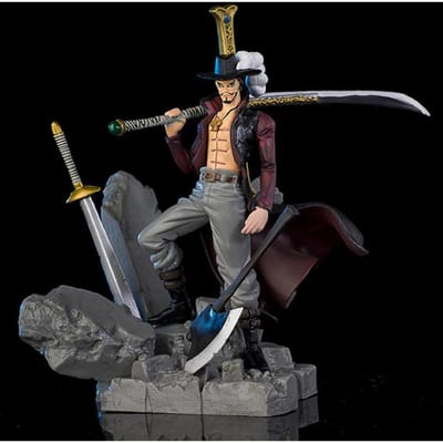 17CM ONE PIECE Anime Figuren Dracule Mihawk Top Beslissende Strijd Actiefiguur PVC Model Speelgoed Collectie Ornamenten Pop Fans Cadeau black