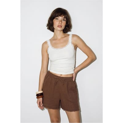 Hoog-Waisted Wijde Katoenen Shorts