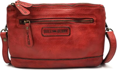 Hillburry Schoudertas-Clutch met vakjes Gewassen Leer rood - (bxhxd) ca. 22cm x 15cm x 2,5cm