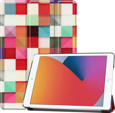 Hoesje - Geschikt voor Apple iPad 8 (2020) - 10.2 inch - 8e Generatie - Dun & Stevig - Hardcover Book Case - Trifold Bookcase Hoes - Hard Cover - Tablethoes - Blokken