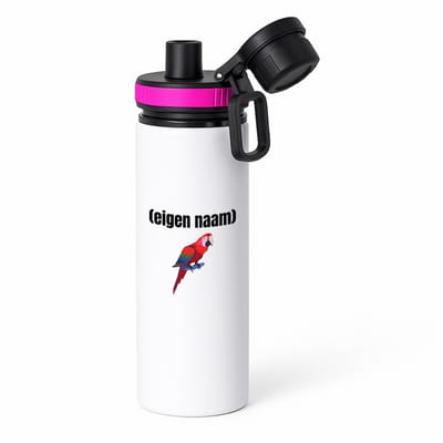 Hacebo® - papegaai met eigen naam waterfles met draaidop roze - Papegaai - papegaai liefhebbers - iemand die houdt van papegaaien - verjaardag - cadeau - kado - water fles - 850ML