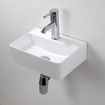 Wastafel Rechthoekig - Waskom Klein - Ruimte Besparen - Glasachtig Porselein - 365x185x90mm - Wit