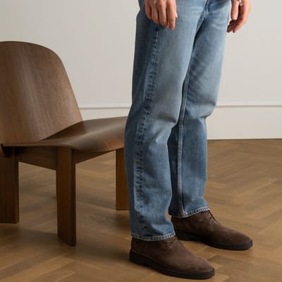 Manfield - Heren - Bruine suède veterboots - Maat 40