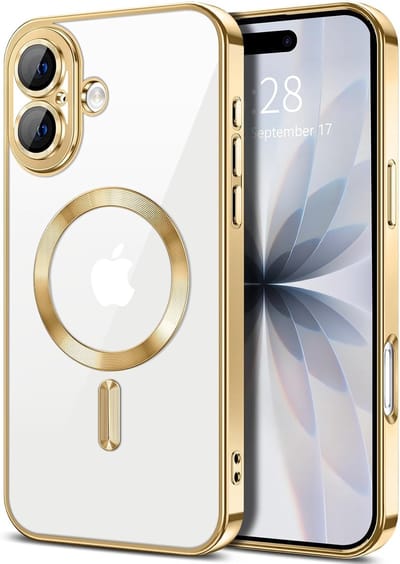 Hoesje Geschikt voor iPhone 17 Hoesje - Geschikt voor MagSafe - Arara siliconen Backcover - Goud