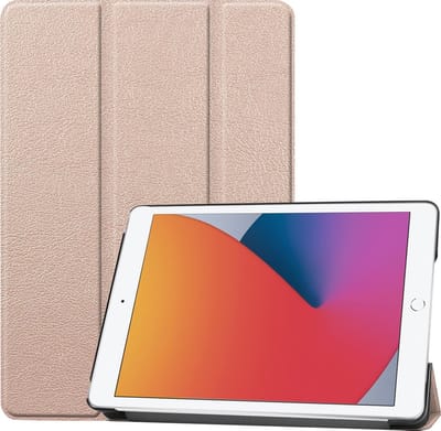 Hoesje - Geschikt voor Apple iPad 8 (2020) - 10.2 inch - 8e Generatie - Dun & Stevig - Hardcover Book Case - Trifold Bookcase Hoes - Hard Cover - Tablethoes - Goud