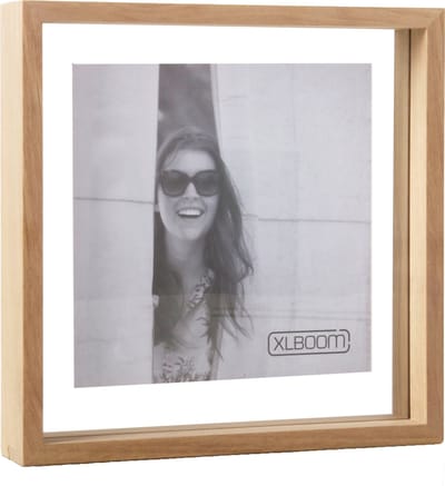 XLBoom Floating Box Fotolijst Timber 25x25cm - Zwevend houten frame met glas - Verkrijgbaar in wit, lichtbruin en zwart – Tijdloze design fotolijst voor modern wonen