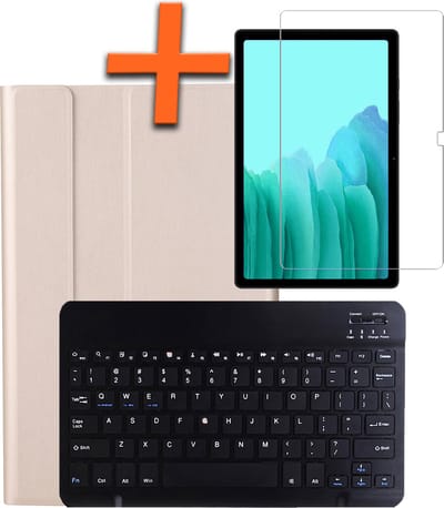 Hoesje - Geschikt voor Samsung Galaxy Tab A7 (2020) - Met Screenprotector - Keyboard Book Cover - Toetsenbord Case - Hoes - Goud