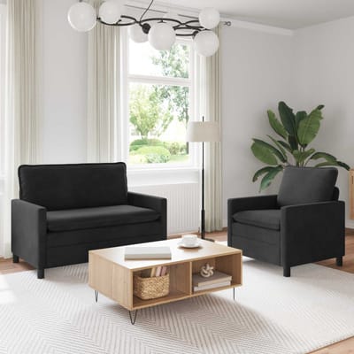 vidaXL - Bankstel - 2 - st - Zwart - Fluweel