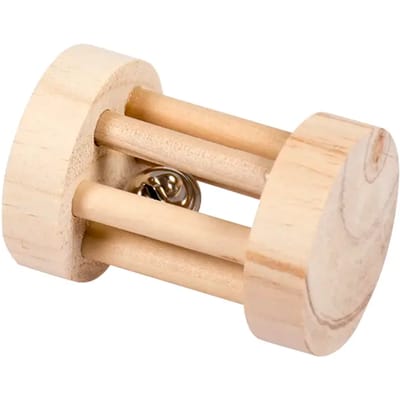 Duvoplus - Speelgoed Voor Dieren - Knaagdier - Houten Speelrol Met Bel 3,5x5cm - 1st