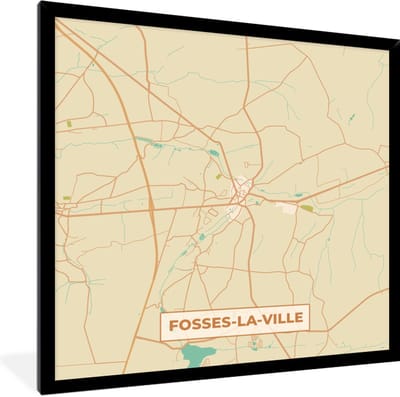 Fotolijst incl. Poster - Kaart - Stadskaart - Vintage - Plattegrond - Fosses-La-Ville - 40x40 cm - Posterlijst