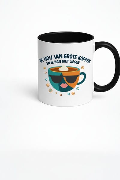Grappige Mok met de Tekst "Ik Hou Van Grote Koppen En Ik Kan Niet Liegen" - Cadeau voor Koffieliefhebbers