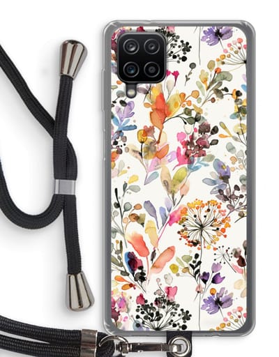 Hoesje met koord geschikt voor Samsung Galaxy A12 hoesje met Koord - Wilde grassen - Telefoonhoesje met Zwart Koord - Bescherming aan alle Kanten en Over de Schermrand