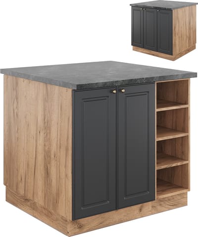 Vicco Fame-Line Keukeneiland – 90 cm zonder werkblad Antraciet goud/goud power eiken