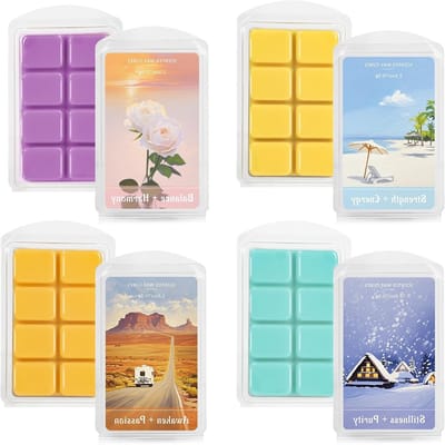 Geuroptionele Wasblokjes, 4 Stuks, Sojawas, Geurige Cubes voor Aardbeien, Zwarte Bessen, Limoengroene Thee, Sinaasappel Framboos en Oceaangeur, Perfect voor een Ontspannen Sfeer