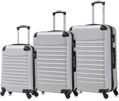 Travelerz Rome Kofferset 3-Delig – Handbagage 39L + Large 69L + Extra Large 95L – Lichtgewicht ABS – Spinner Wielen – Zilver – Met Cijferslot
