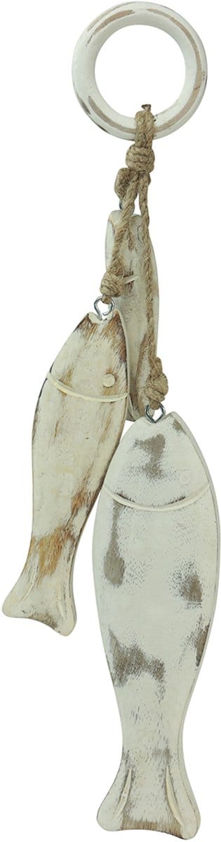 Vis van mangohout om Shabby Chic 19,5/15,5/10cm op te hangen