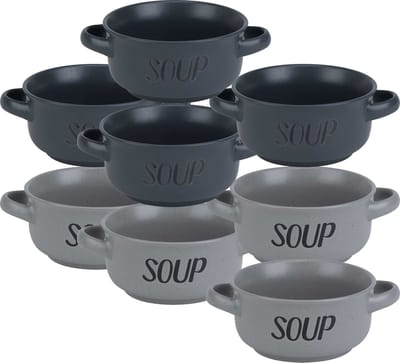 Cosy & Trendy Soepbekers/soepkommen - set 8x stuks - 13 x 6.5 cm - 470 ml - keramiek - mix kleuren - kommetjes