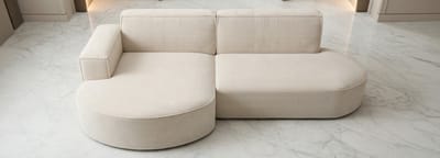 Hoekbank Modena Comfort L-vorm – Luxe 3-zitsbank met voetenbank, Gestoffeerde Moderne Bank voor Woonkamer, Relaxbank in Corduroy – Beige | House&Garden