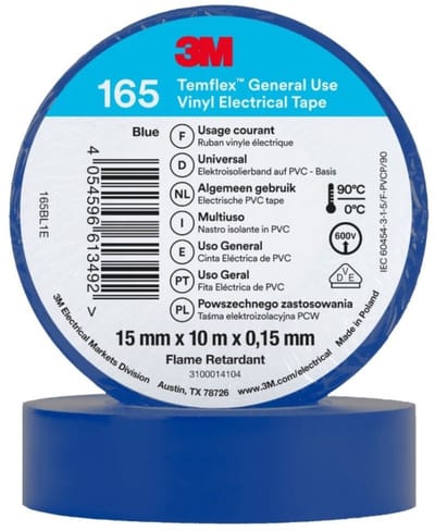 3M Temflex - Vinyl isolatietape 165 - 0.15 mm - Blauw