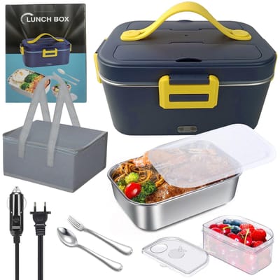 1,8 liter elektrische lunchbox, verwarmde lunchbox, 75 W, auto thuis, voor tweeërlei gebruik, met verwijderbaar roestvrij staal EU PLUG