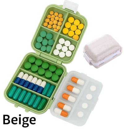 Medicijnendoosje I Pillendoosje I Pillendoos I 8 vakken I 3-Dagen I Beige